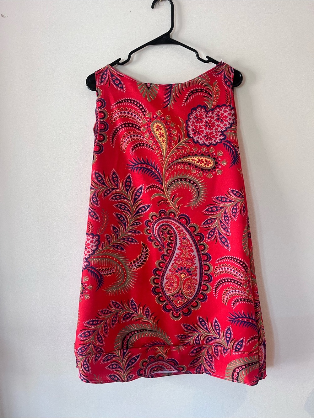 Bold Red Paisley Mini Dress - Sleeveless Shift